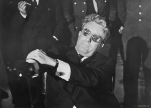 Dr.Strangelove fighting with his own arm to keep from giving the president the Nazi salute 